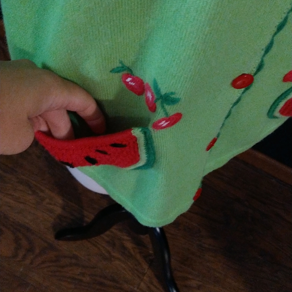 Vintage 90s Breckenridge Knit Short Sleeve Button Down Watermelon Fruit Blouse - Picture 6 of 6